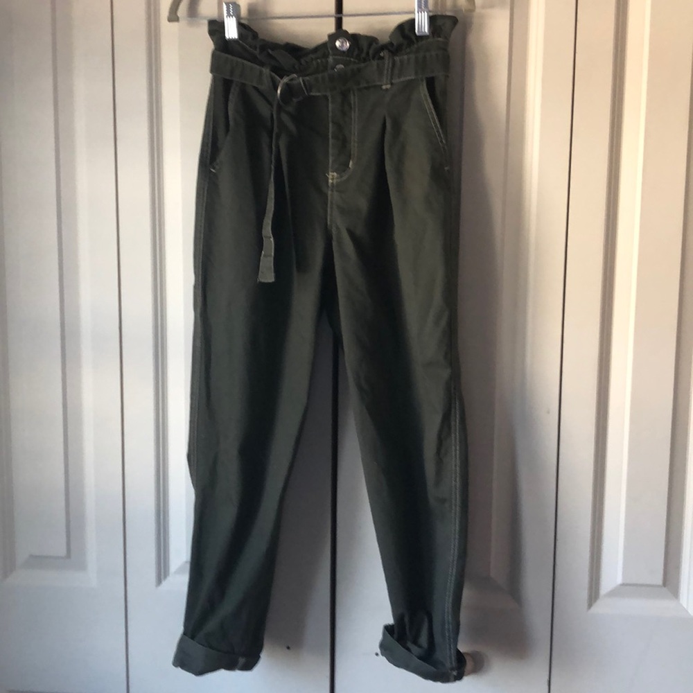 olive green high waisted pants